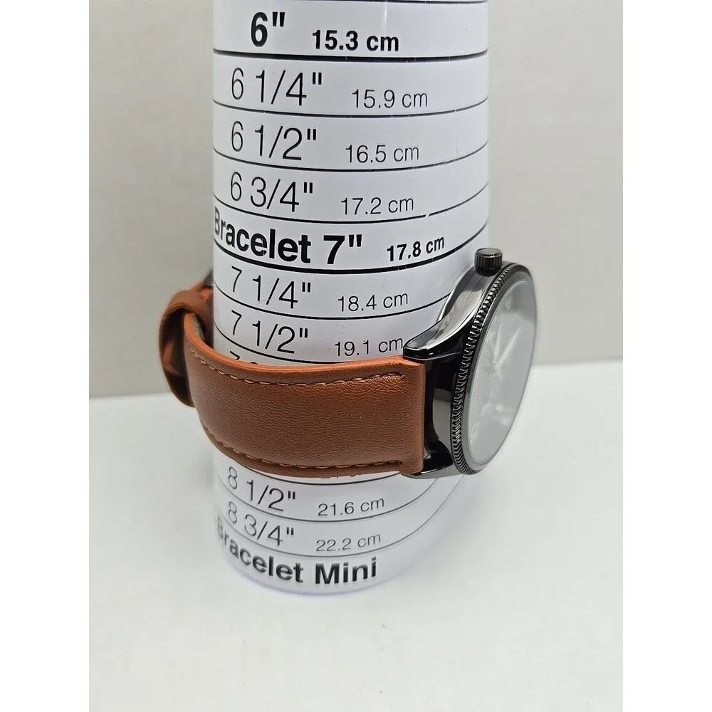 Van Heusen VAN5704RO Mens Black Multi Dial Leather Quartz Watch New Battery